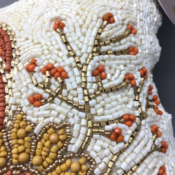 2 Autumn Hill Beaded Orange Pumpkin Sunflower Accent Pillow Set Fall Decor 12x16 - Picture 5 of 9